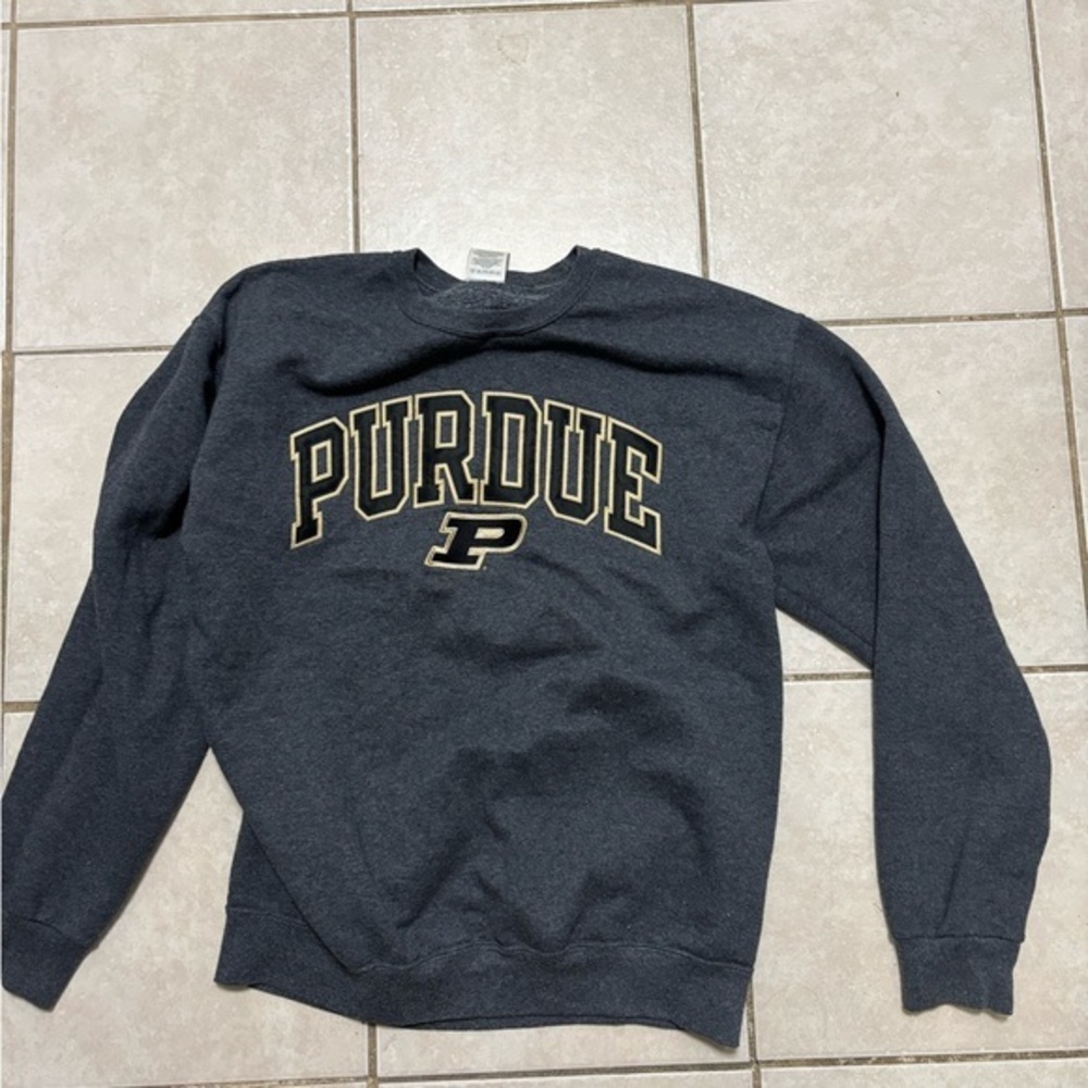 Purdue Jerzees Crewneck Sweatshirt - Black with Gold Logo Size M